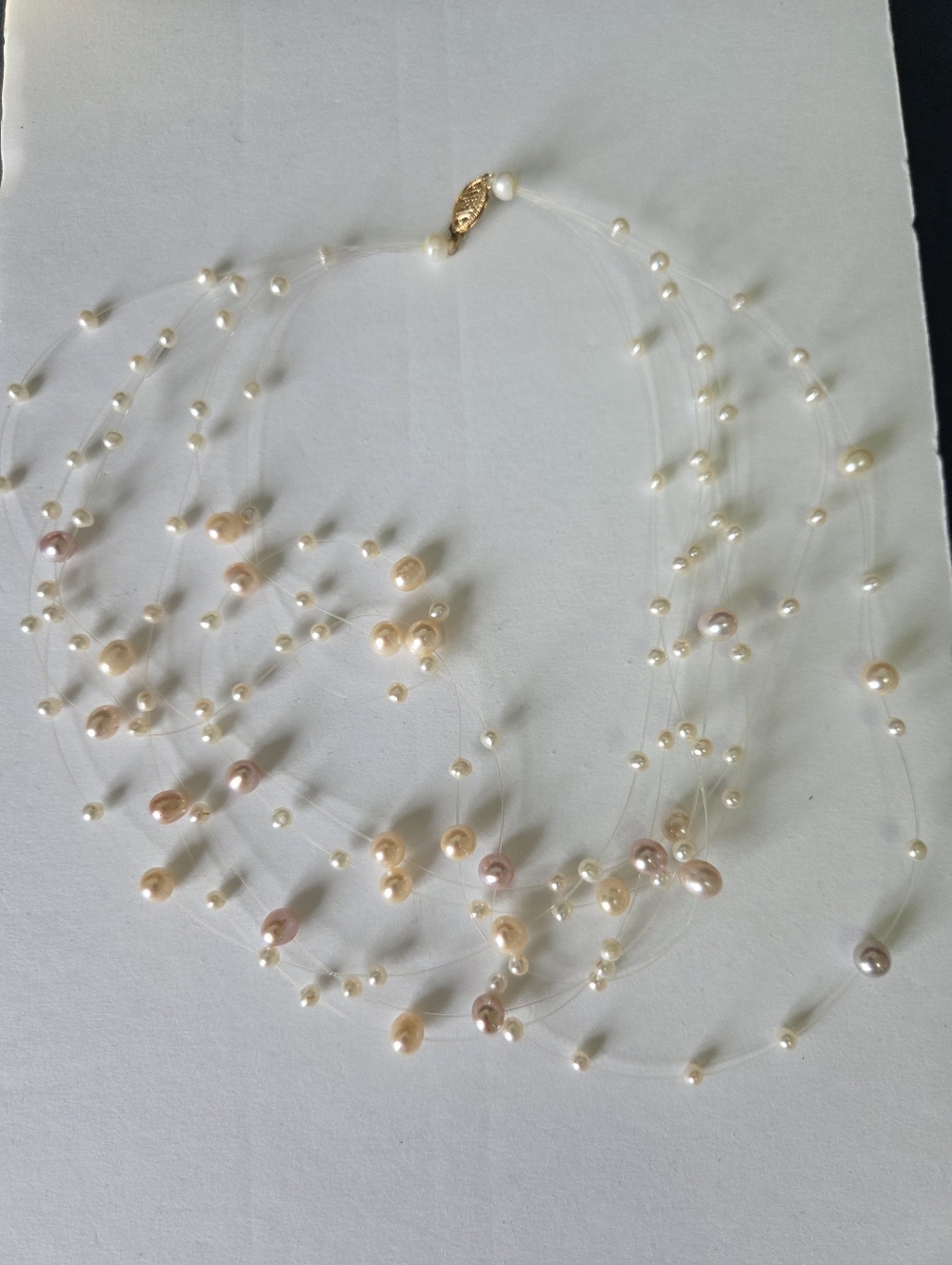 14k Gold Scattered Pearl Necklace